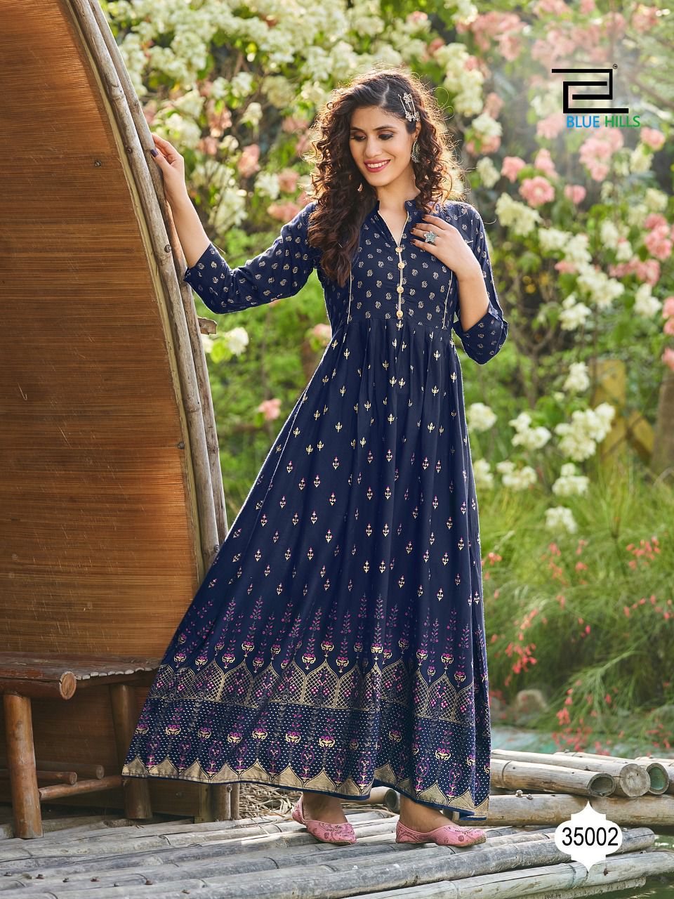 Blue Hills Walkway 35 New Ethnic Wear Printed Rayon Anarkali Kurti Collection